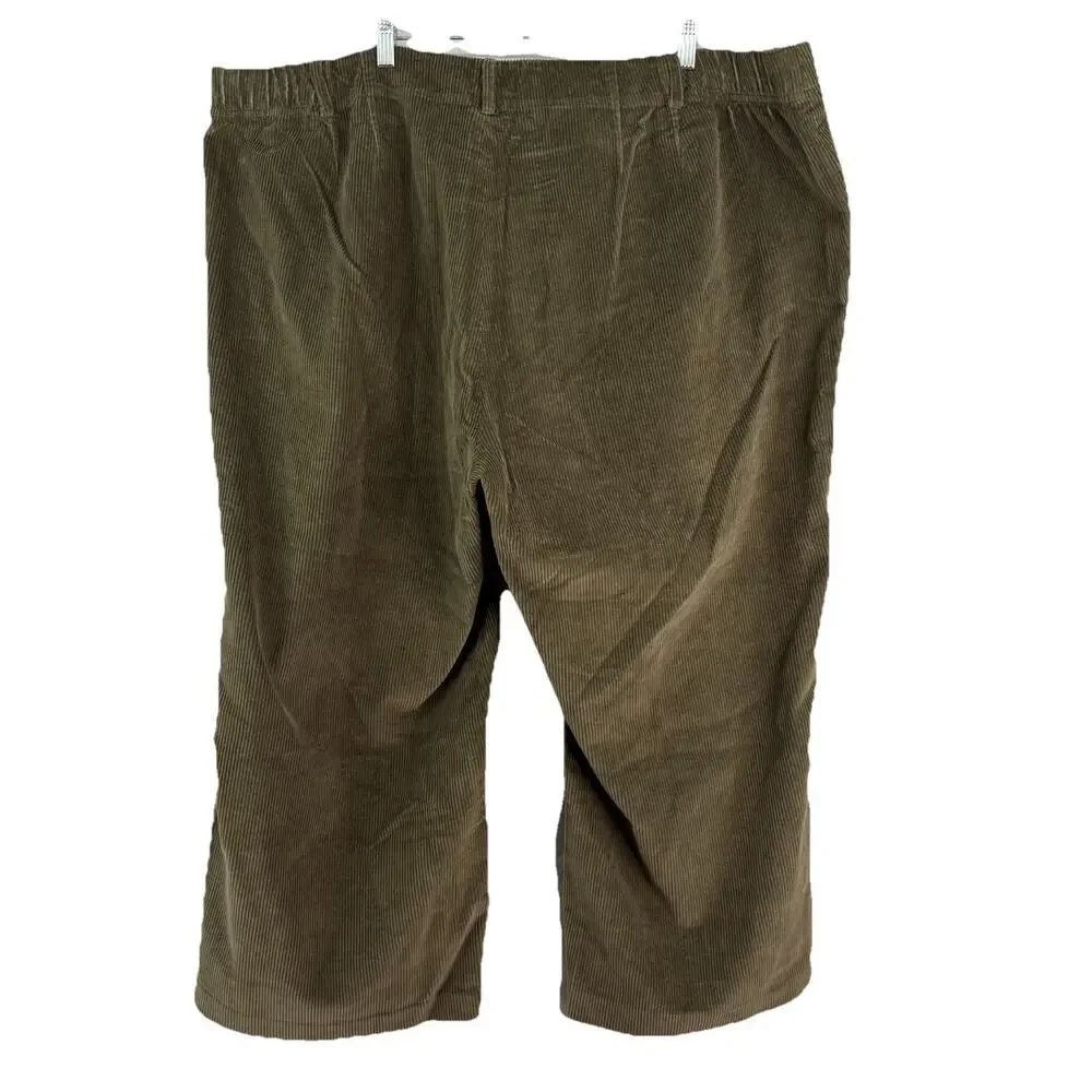 J Jill Women’s Plus Sz 28 Olive‎ Green Cropped Wide Leg Corduroy Pants NWT